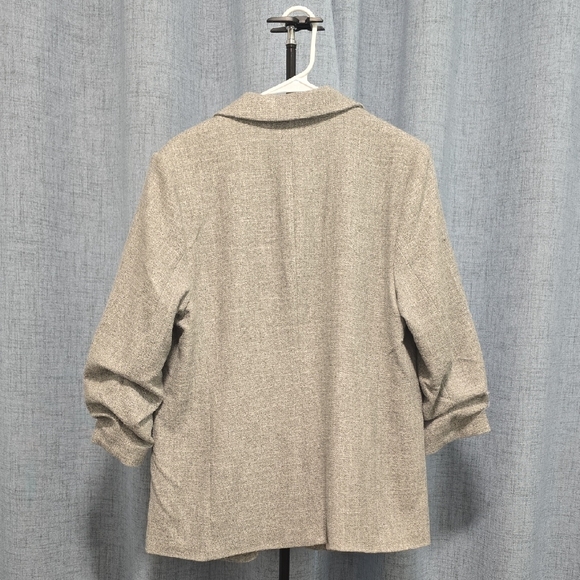H&M Light Gray Women's Textured Blazer 3/4 Scrunched Sleeves Size Large - Picture 8 of 9